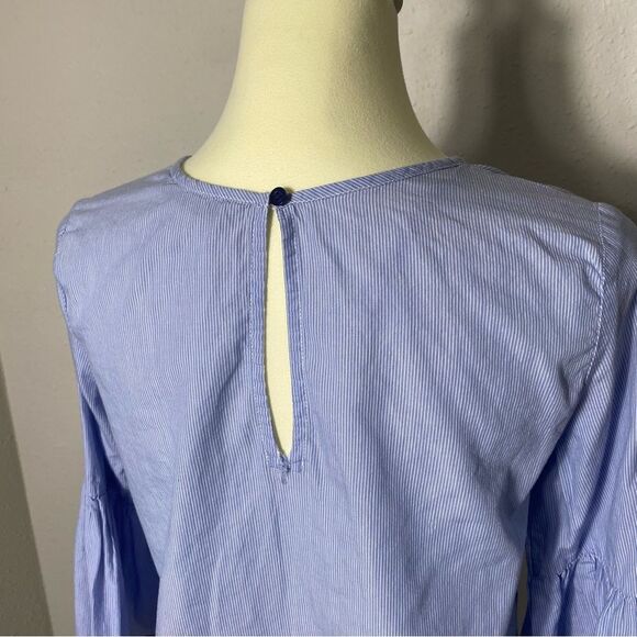 Zara Basic Collection Blue Pinstriped 3/4 Bell Sleeve Top Women's Size Small - Picture 14 of 15